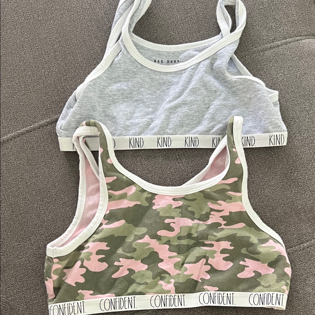 Rae Dunn Sports Bras Camo And Gray